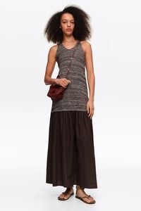 Brown two-material knit dress