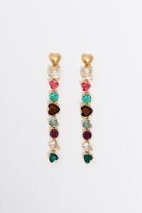 Gold crystal hearts earrings