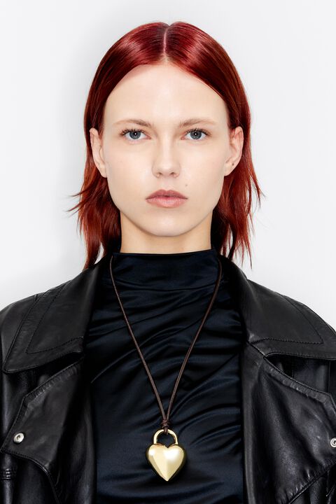 Bimba Y Lola Gold Heart Leather Cord Necklace