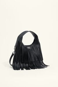 Bolso Paper peque&ntilde;o piel flecos negro
