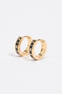 Small black logo hoop earrings