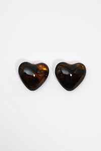 Pendientes corazones resina &aacute;mbar