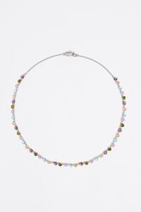 Multicolor crystals silver-tone hearts necklace