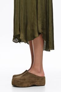 Dark green suede platform clog