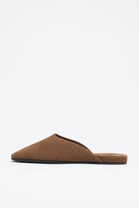 Brown suede leather mule