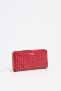 Large cherry plaited zip wallet