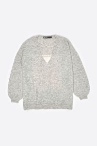 Light gray mohair sweater satin inner top