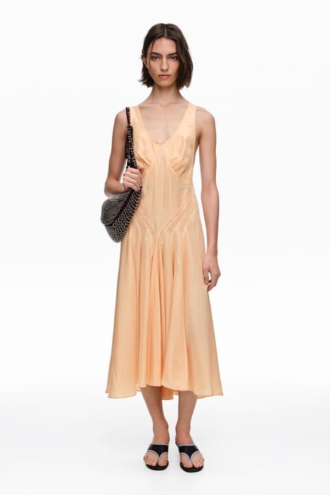 BIMBA Y LOLA Orange silk cross-back dress