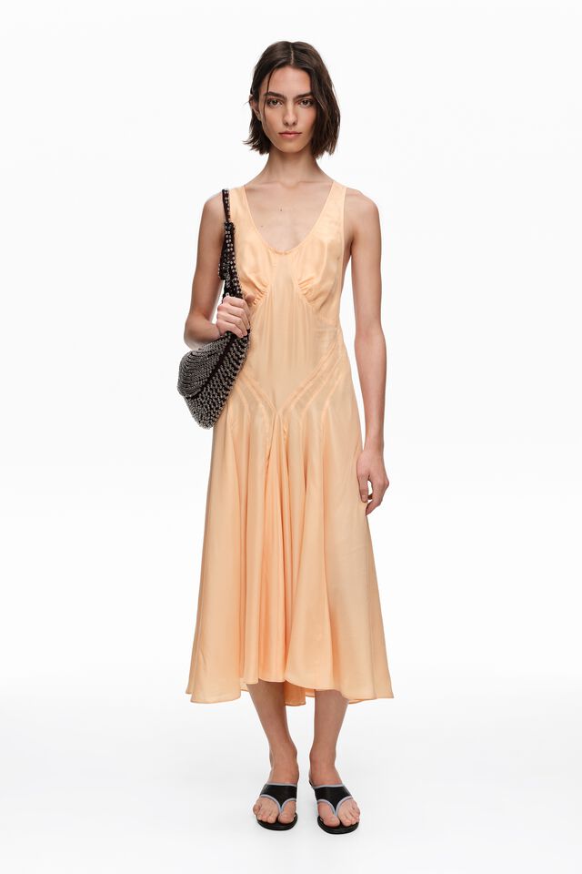 Orange silk cross-back dress