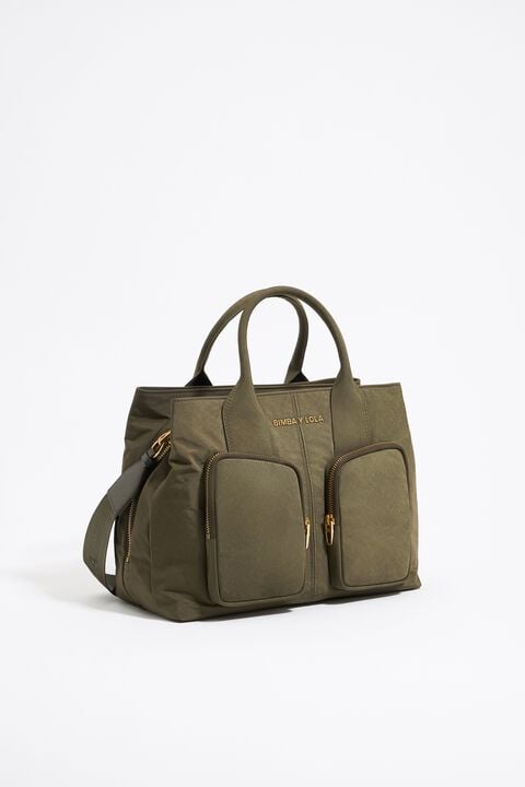 Bolso de mano Pocket grande nylon caqui Bolso de mano Pocket grande nylon caqui