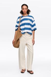 Brown striped cotton boxy T-shirt