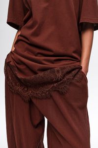Short brown lace T-shirt dress