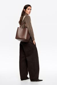 Large mocha leather Chihuahua bag