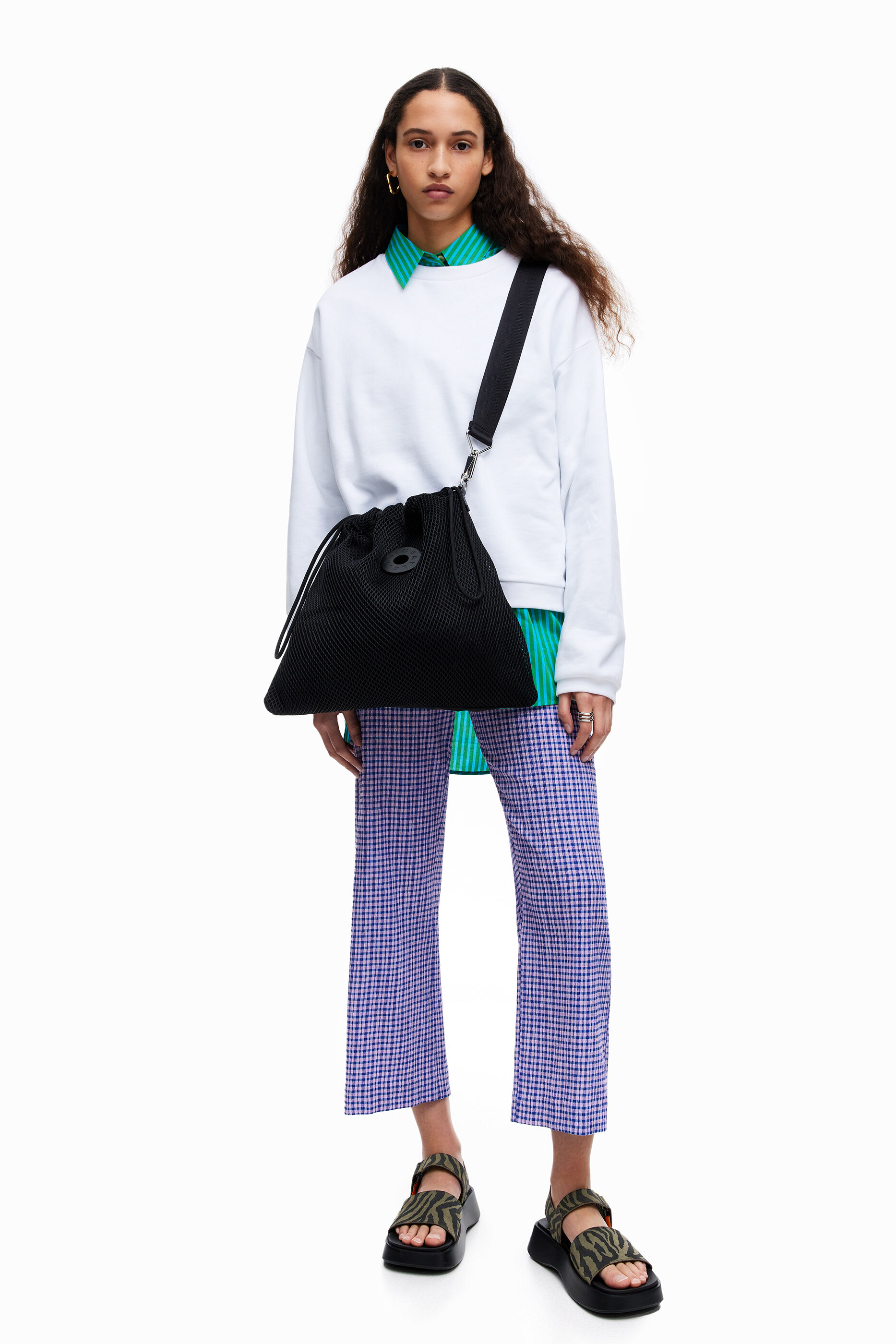 Pantaloni vichy blu