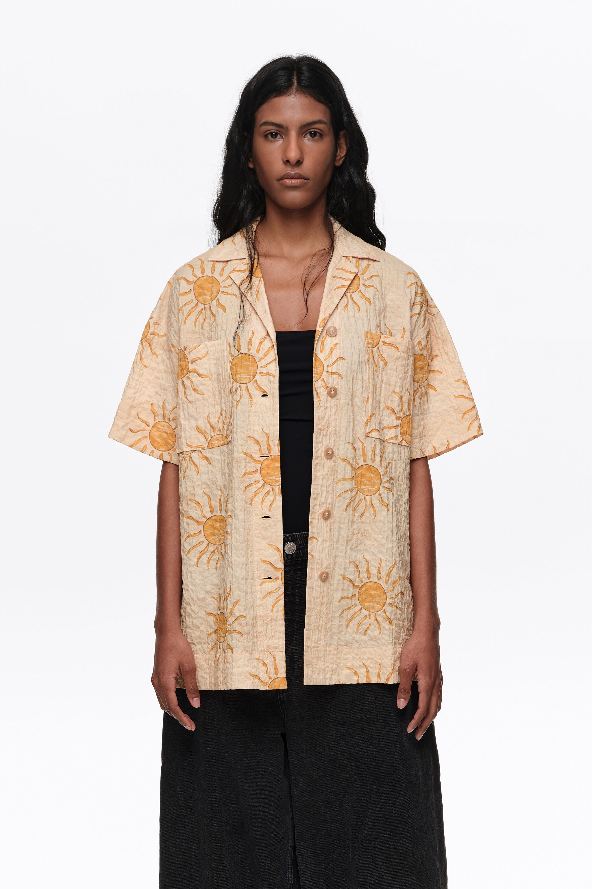 Bimba by the south textured cotton oversize shirt