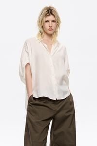 Ivory fluid cape shirt