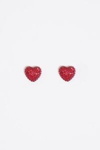 Red crystals heart earrings