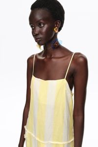 Light lime straight linen striped dress