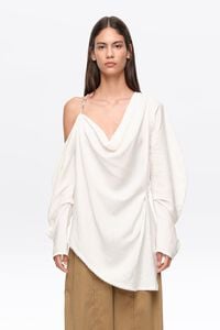 Ivory linen off-the-shoulder top