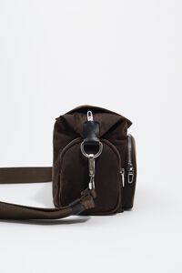 Large dark brown coated Pocket flap bag