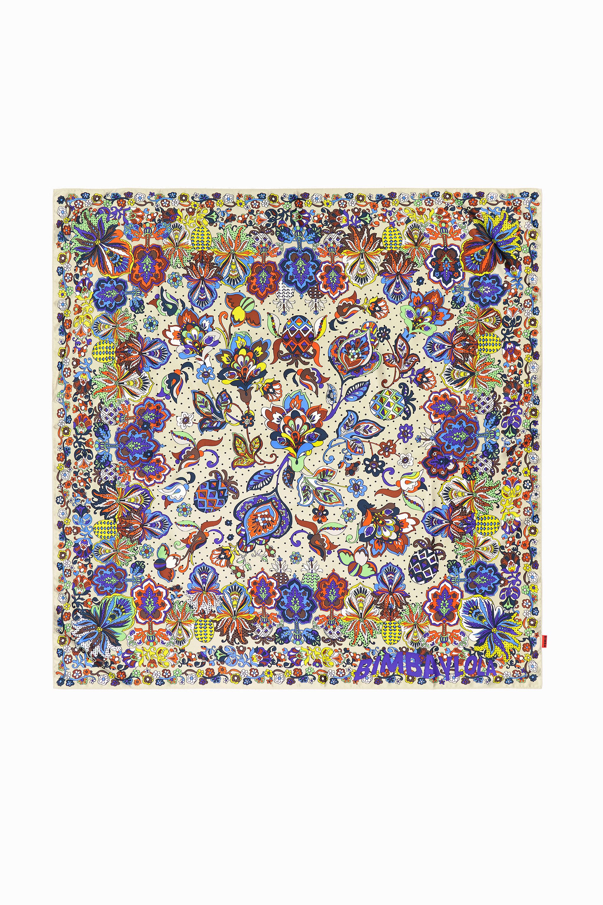 Pañuelo flores beige