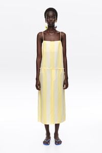 Light lime straight linen striped dress