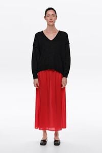 Red washed silk skirt