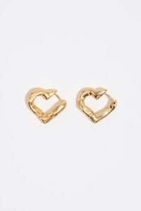 Textured matte gold heart hoop earrings