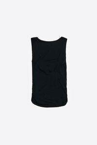 Black fitted elasticated top with dropped back