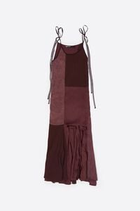Brown fluid patchwork strappy dress