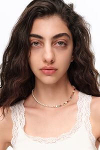 Multicolor crystals and pearl necklace