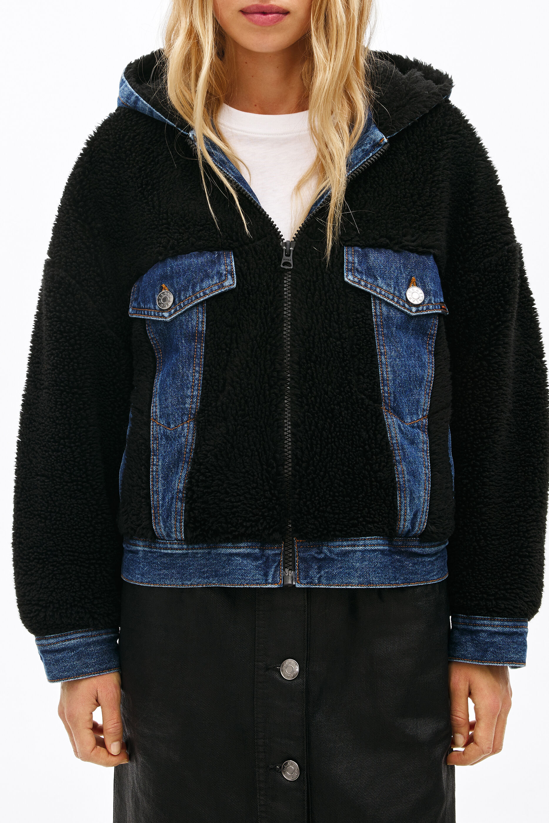 fluffy denim jacket womens