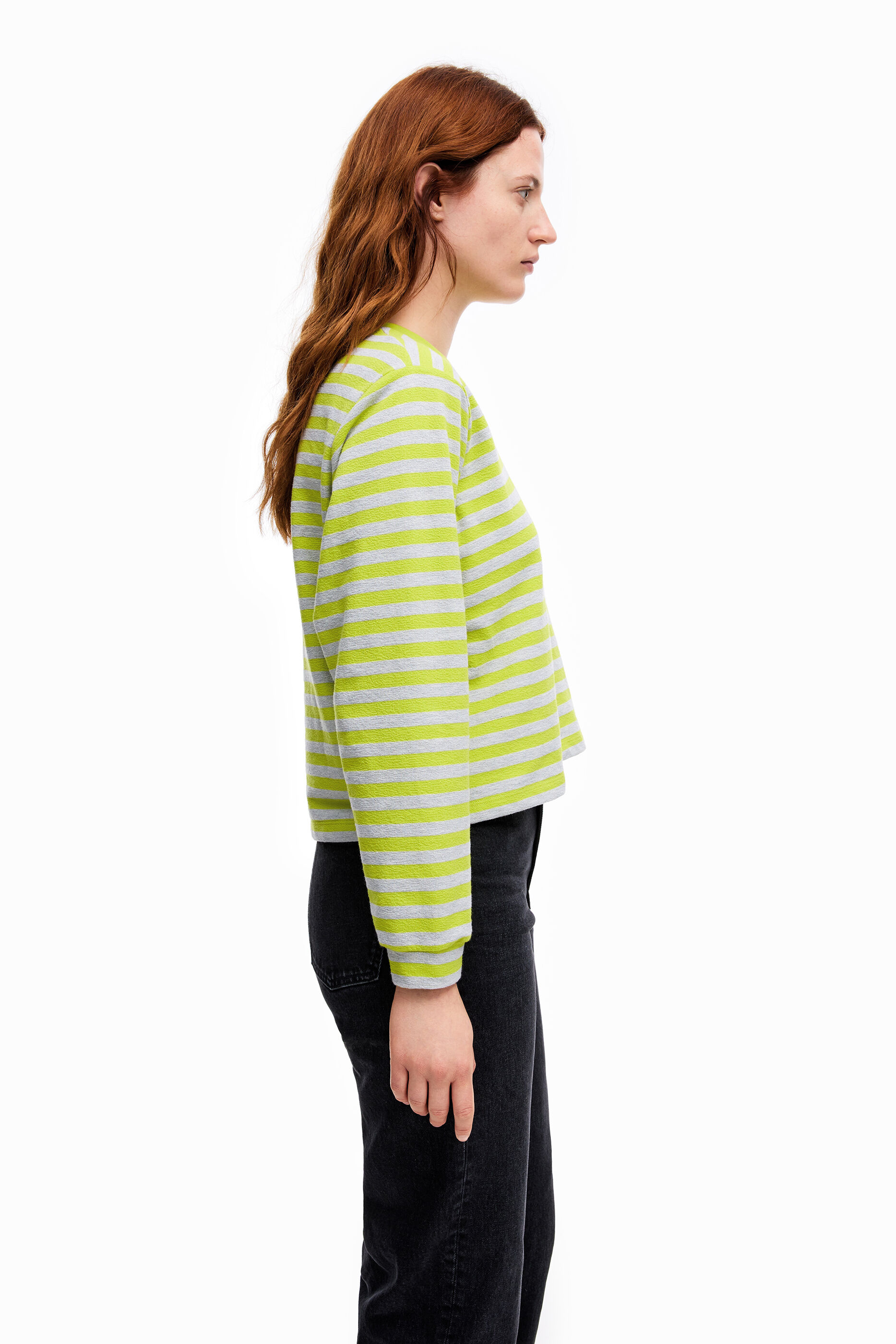 Lime striped boxy T-shirt