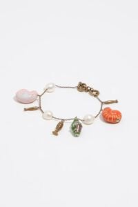 Armband parels, schelpen en vissen verouderd goudkleurig