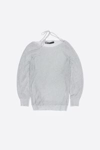 Silver boat neckline crossover ties sweater
