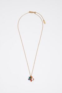 Necklace with a cluster of multicolor stones and gold pearl