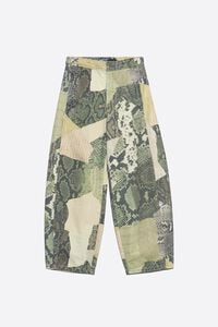 BARREL - Pantal&oacute;n denim cintura ajustable Snake patchwork verde
