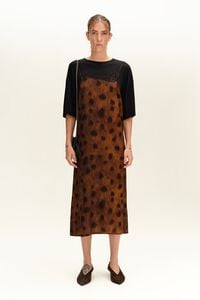 Deer black brown layered two-material dress