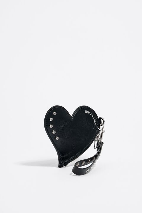 Black Croc Genuine Leather Purse and Red Heart Keyring 