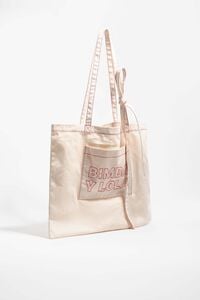 Grand sac fourre-tout en coton blanc cass&eacute;