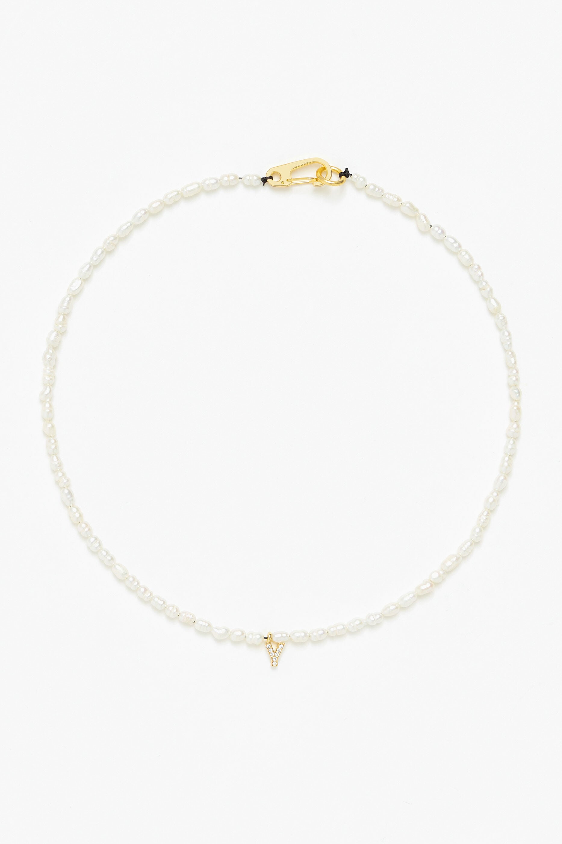 Collar letra Y perlas