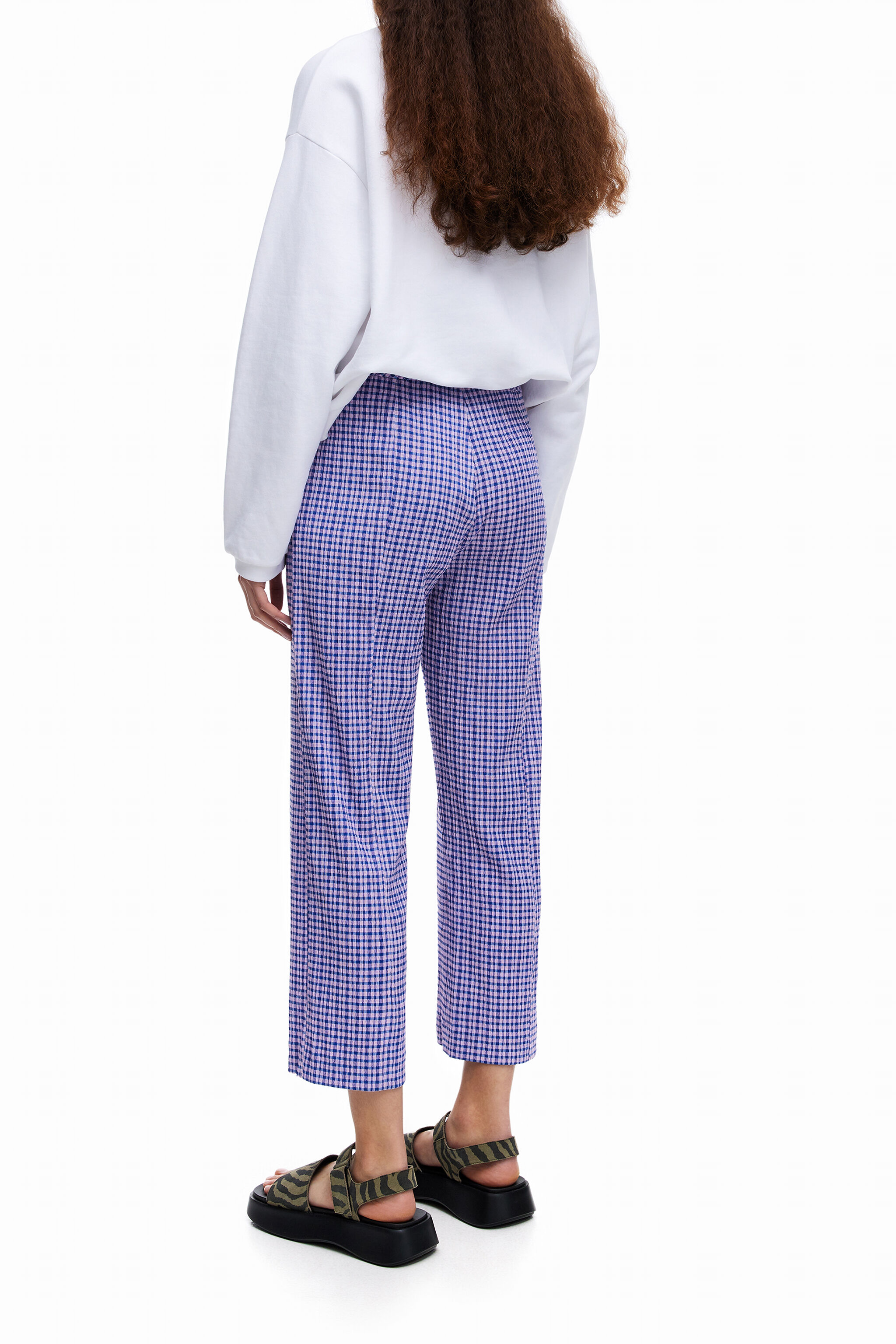 Pantaloni vichy blu