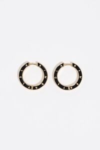 Black logo hoop earrings