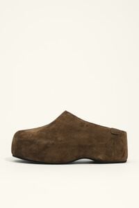 Dark green suede platform clog