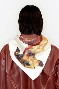 Designer BIMBA y LOLA silk scarf square Doves floral boho nature rainbow  colors