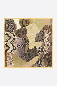 Khaki snake design leather patchwork scarf