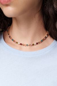 Collar cadena y cristales multicolor