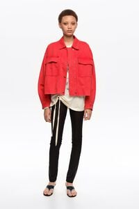 Cazadora corta algod&oacute;n lavado rojo