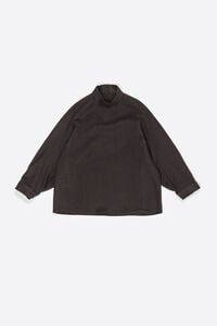 Dark brown cotton/wool mandarin collar shirt