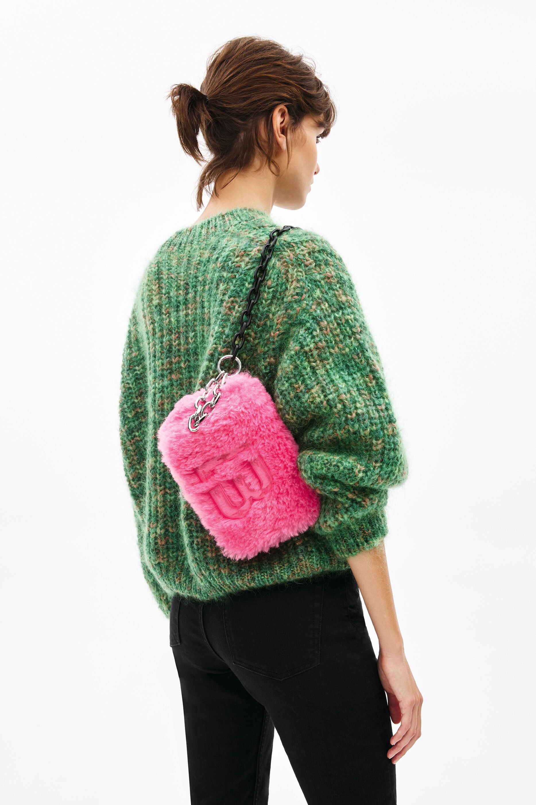 Bolso bandolera S pelo rosa